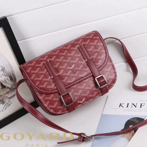 Goyard Goyardine Belvedere MM Messenger Bag Burgundy