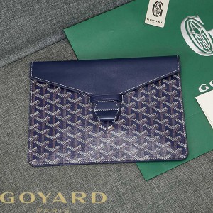 Goyard Goyardine Envelope Clutch Navy Blue