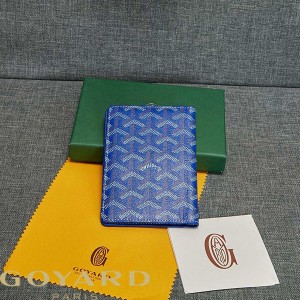 Goyard Goyardine Grenelle Passport Holder Blue