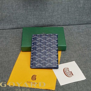 Goyard Goyardine Grenelle Passport Holder Navy Blue