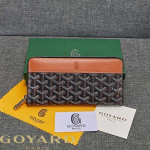 Goyard Goyardine Large Matignon Zip Around Wallet Brown