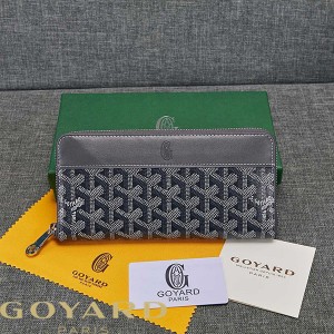 Goyard Goyardine Large Matignon Zip Around Wallet Grey