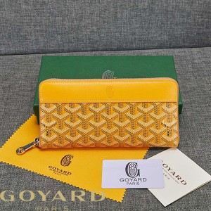 Goyard Goyardine Large Matignon Zip Around Wallet Yellow
