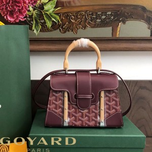 Goyard Goyardine Mini Saigon Structure Bag Burgundy