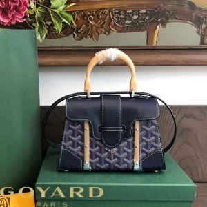 Goyard Goyardine Mini Saigon Structure Bag Navy Blue