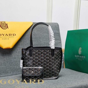 Goyard Goyardine Mini Saint Louis Calfskin Tote Black/Brown