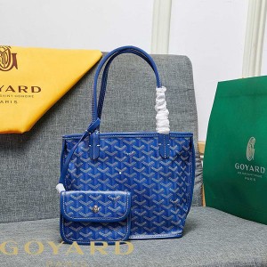 Goyard Goyardine Mini Saint Louis Calfskin Tote Blue