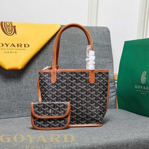 Goyard Goyardine Mini Saint Louis Calfskin Tote Brown