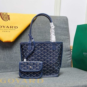 Goyard Goyardine Mini Saint Louis Calfskin Tote Navy Blue