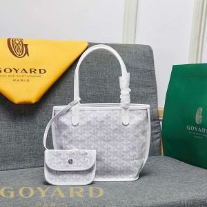 Goyard Goyardine Mini Saint Louis Calfskin Tote White