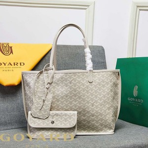 Goyard Goyardine Saint Louis Calfskin Tote Beige