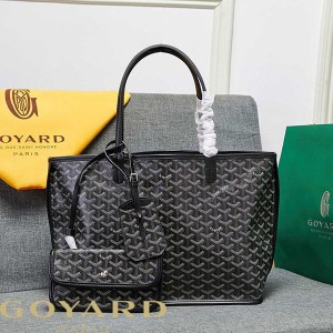 Goyard Goyardine Saint Louis Calfskin Tote Black