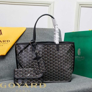 Goyard Goyardine Saint Louis Calfskin Tote Black/Brown