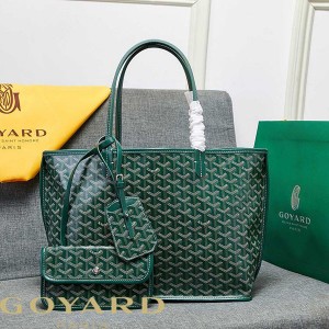 Goyard Goyardine Saint Louis Calfskin Tote Green