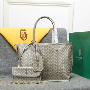 Goyard Goyardine Saint Louis Calfskin Tote Light Grey