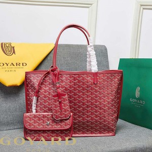 Goyard Goyardine Saint Louis Calfskin Tote Red