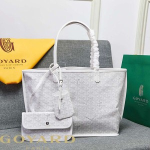 Goyard Goyardine Saint Louis Calfskin Tote White