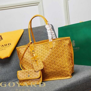 Goyard Goyardine Saint Louis Calfskin Tote Yellow