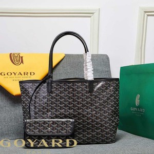 Goyard Goyardine Saint Louis Canvas Tote Black/Brown