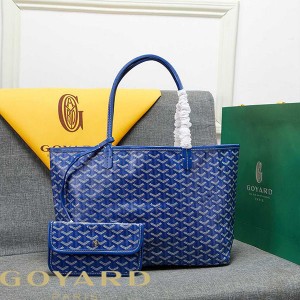 Goyard Goyardine Saint Louis Canvas Tote Blue