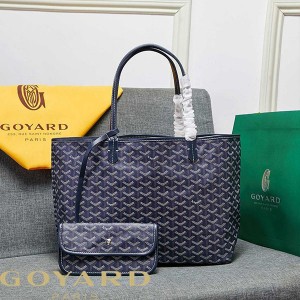 Goyard Goyardine Saint Louis Canvas Tote Navy Blue