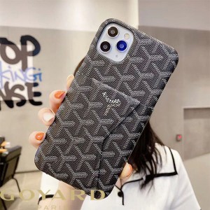 Goyard Goyardine Saint Louis Card Case Leather iPhone Case Black