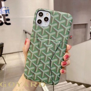 Goyard Goyardine Saint Louis Card Case Leather iPhone Case Green