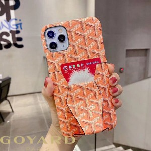 Goyard Goyardine Saint Louis Card Case Leather iPhone Case Orange