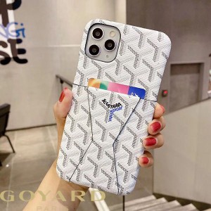 Goyard Goyardine Saint Louis Card Case Leather iPhone Case White