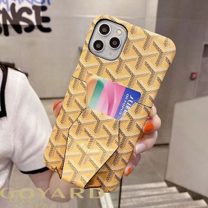 Goyard Goyardine Saint Louis Card Case Leather iPhone Case Yellow