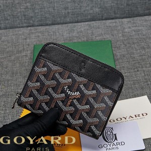 Goyard Goyardine Small Matignon Zip Around Wallet Black/Brown