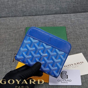 Goyard Goyardine Small Matignon Zip Around Wallet Blue