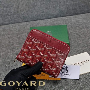 Goyard Goyardine Small Matignon Zip Around Wallet Burgundy