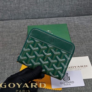 Goyard Goyardine Small Matignon Zip Around Wallet Green