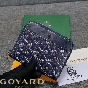 Goyard Goyardine Small Matignon Zip Around Wallet Navy Blue