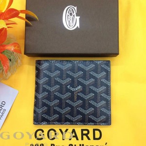 Goyard Goyardine Victoire Small Bifold Wallet Navy Blue